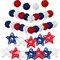 36 Pieces 4th of July Vase Filler for Home Decor Patriotic Bowl Fillers Memorial Day Decoration Decorative Balls for Bowls Vase Natural Rattan Balls for Party Decor(Round and Star)